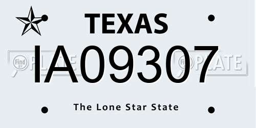 IA09307 Texas License Plate