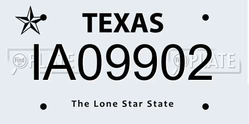IA09902 Texas License Plate