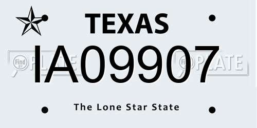IA09907 Texas License Plate
