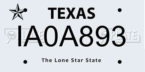 IA0A893 Texas License Plate