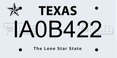 IA0B422 Texas License Plate
