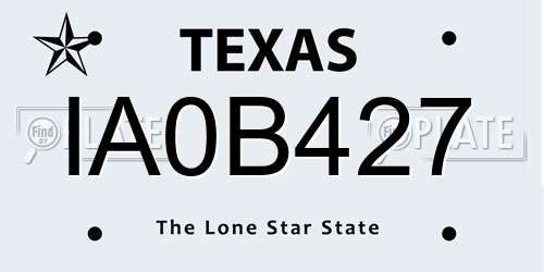 IA0B427 Texas License Plate