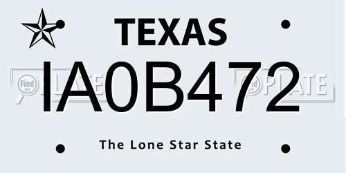 IA0B472 Texas License Plate