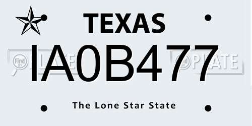 IA0B477 Texas License Plate