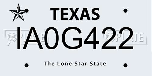 IA0G422 Texas License Plate