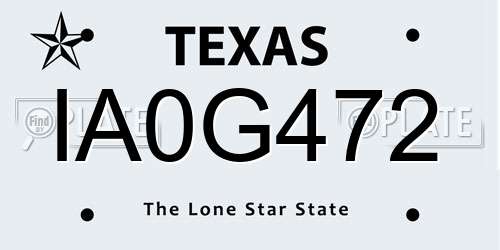 IA0G472 Texas License Plate