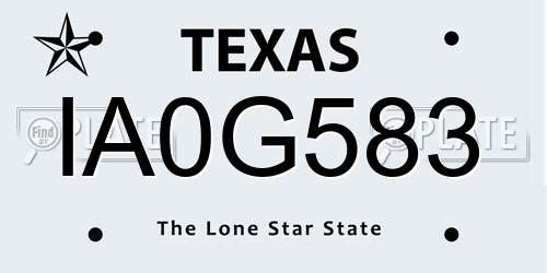 IA0G583 Texas License Plate
