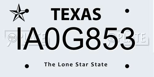 IA0G853 Texas License Plate