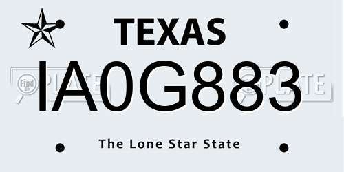 IA0G883 Texas License Plate