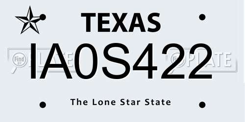 IA0S422 Texas License Plate