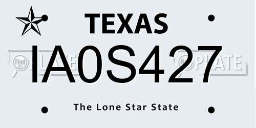 IA0S427 Texas License Plate
