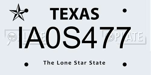 IA0S477 Texas License Plate