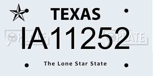 IA11252 Texas License Plate