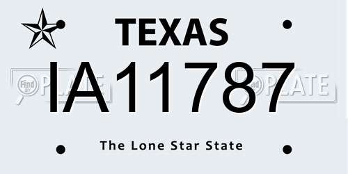 IA11787 Texas License Plate