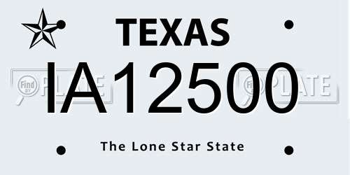 IA12500 Texas License Plate