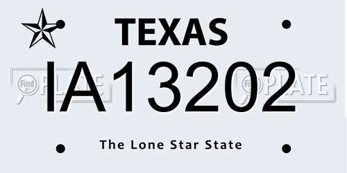 IA13202 Texas License Plate