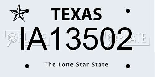 IA13502 Texas License Plate