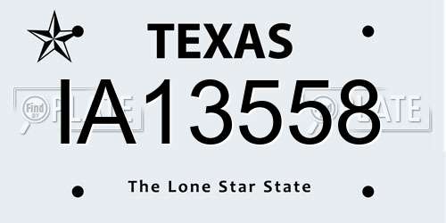 IA13558 Texas License Plate