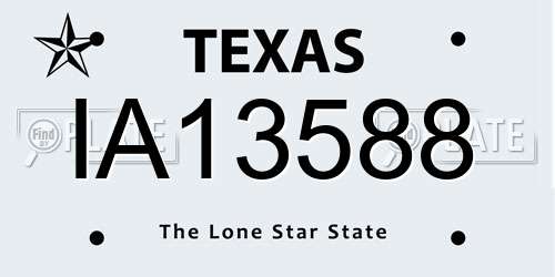 IA13588 Texas License Plate