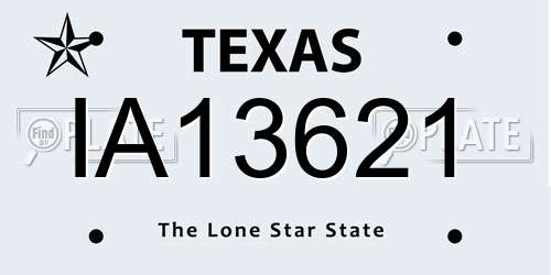 IA13621 Texas License Plate