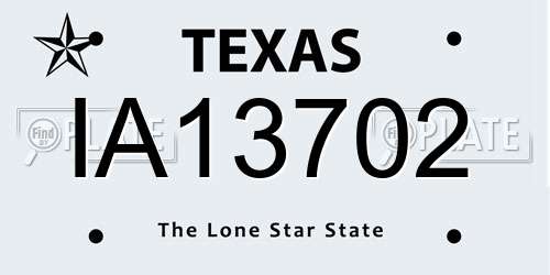 IA13702 Texas License Plate