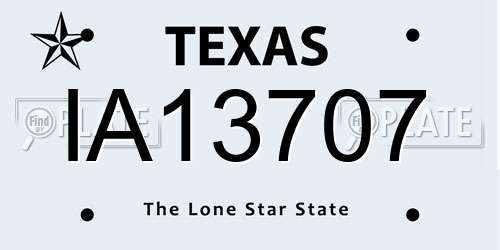 IA13707 Texas License Plate
