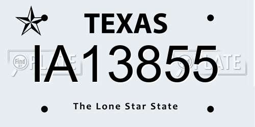IA13855 Texas License Plate