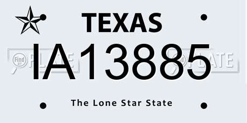 IA13885 Texas License Plate