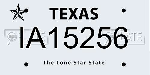 IA15256 Texas License Plate