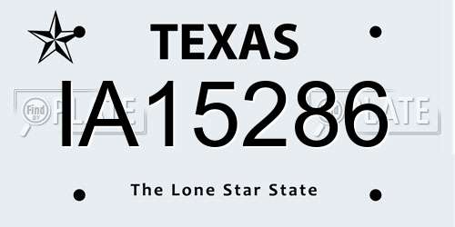 IA15286 Texas License Plate