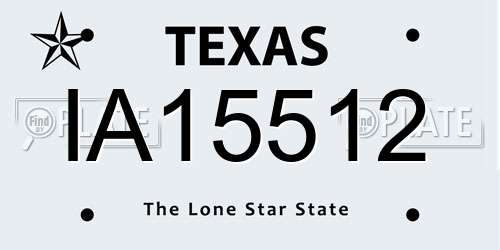 IA15512 Texas License Plate