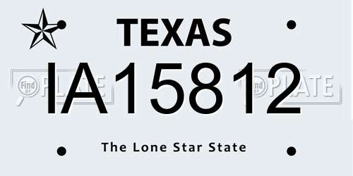 IA15812 Texas License Plate
