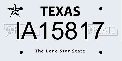 IA15817 Texas License Plate