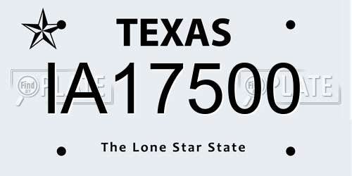 IA17500 Texas License Plate
