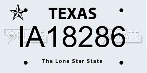 IA18286 Texas License Plate