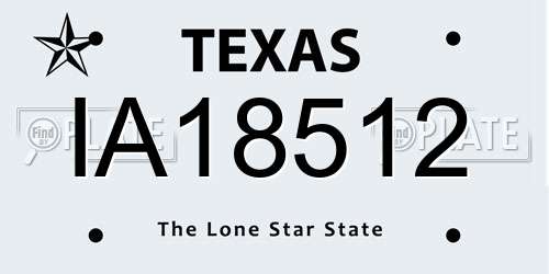 IA18512 Texas License Plate