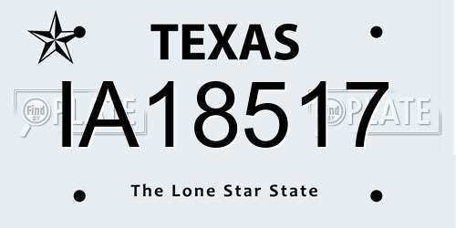 IA18517 Texas License Plate