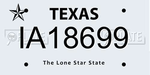 IA18699 Texas License Plate