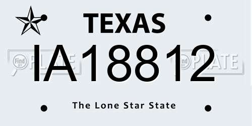 IA18812 Texas License Plate