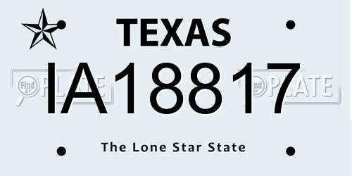 IA18817 Texas License Plate