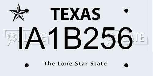 IA1B256 Texas License Plate