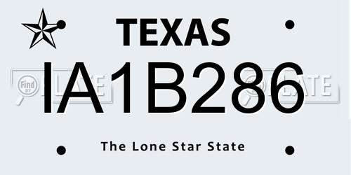 IA1B286 Texas License Plate