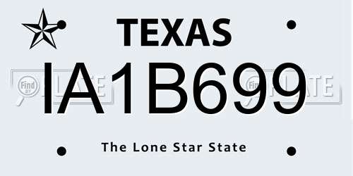 IA1B699 Texas License Plate