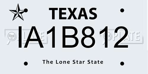 IA1B812 Texas License Plate