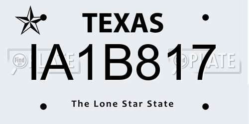 IA1B817 Texas License Plate