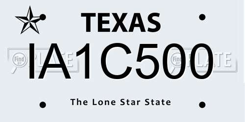 IA1C500 Texas License Plate