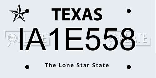 IA1E558 Texas License Plate