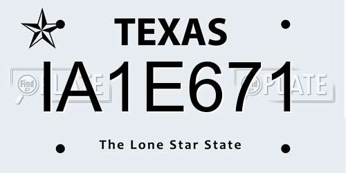 IA1E671 Texas License Plate