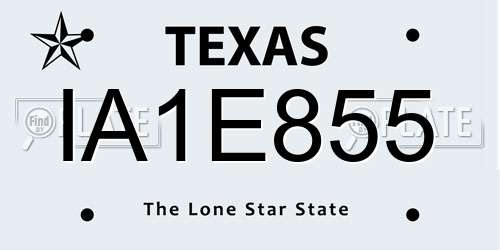 IA1E855 Texas License Plate