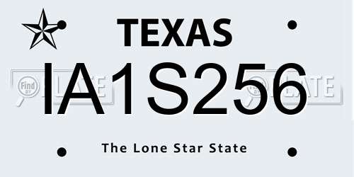 IA1S256 Texas License Plate